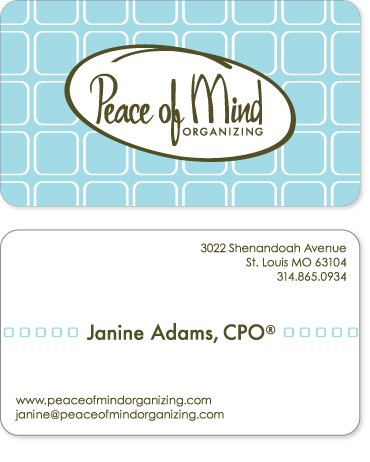 Peace of Mind Organizing business card design
