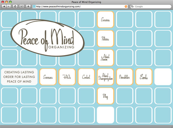 Peace of Mind Organizing homepage